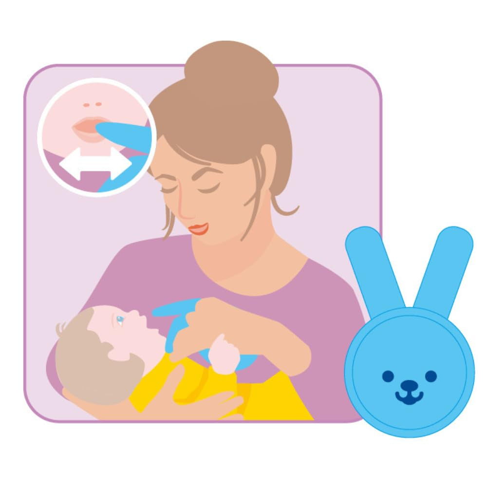 MAM Rabbit Anneau de dentition, gant de soins bucco-dentaires en microfibre, 0 mois et plus, rose