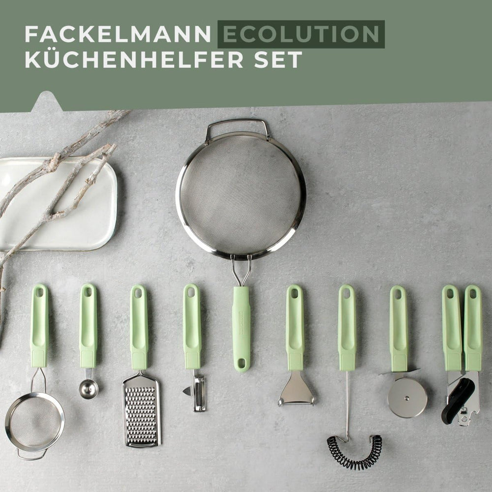 Fackelmann Ecolution Baller - Balle à fruits et à beurre en fibres de bois, bioplastique et acier inoxydable - Cuillère Paris 18 x 3 cm, vert menthe