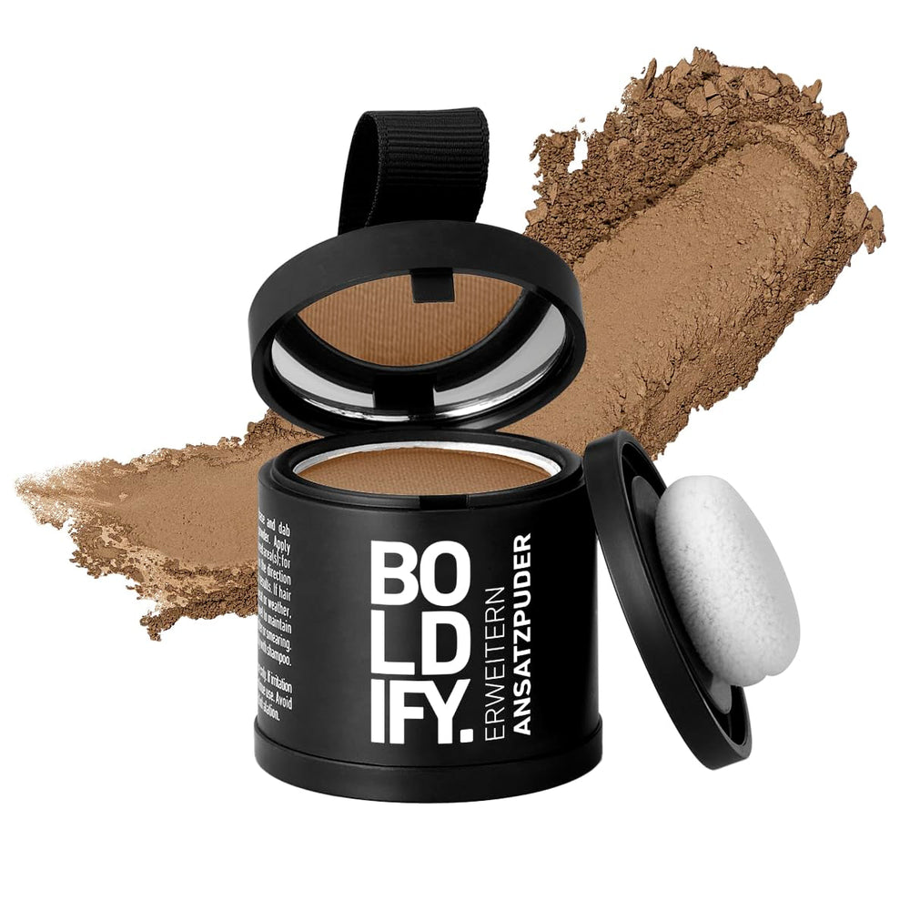 BOLDIFY Root Powder 4g - Correcteur de cheveux épaississant pour femmes et hommes 48h Couverture grise Maquillage imperméable pour dissimuler les racines (Noir) Naty Shop Teinture capillaire Blond foncé 10G (1 paquet)