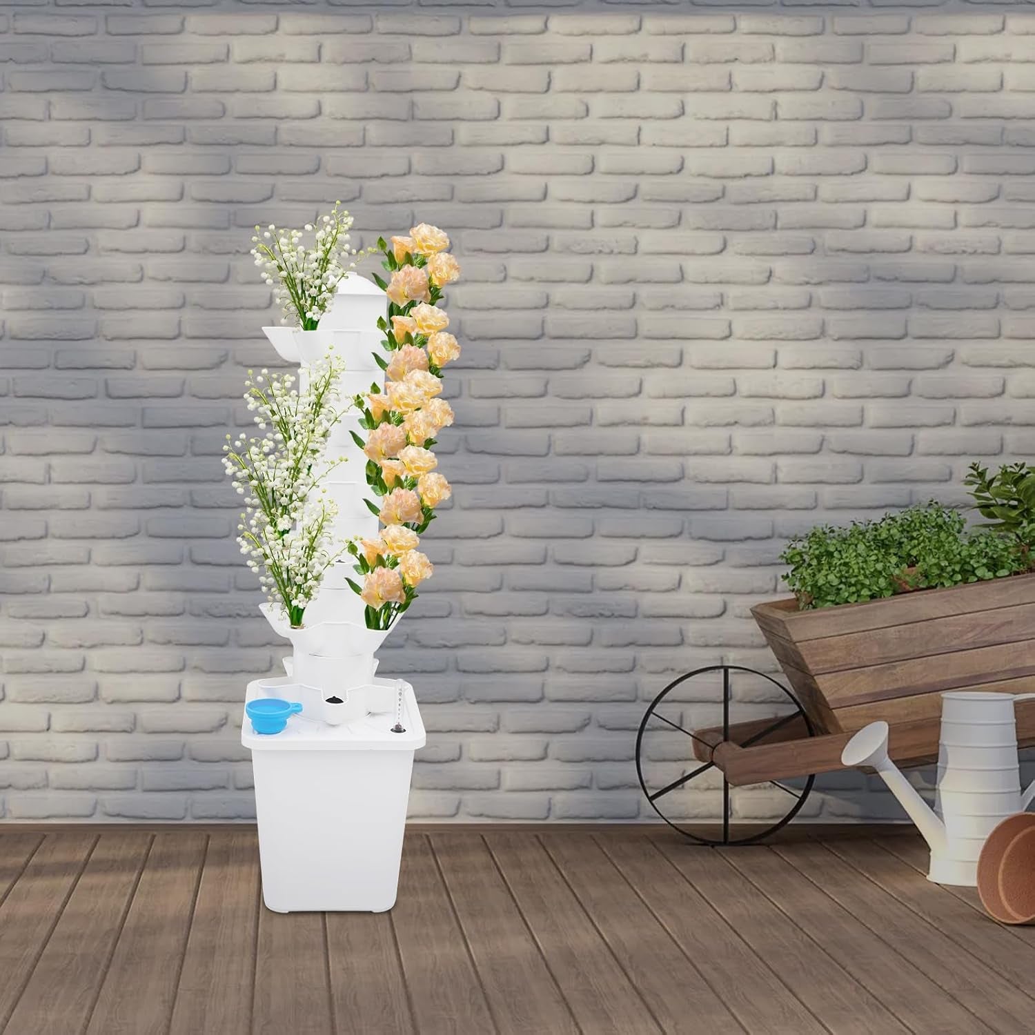 Tour hydroponique de 30 capsules, système de culture hydroponique pour jardin, kit de culture aéroponique avec réservoir d'eau de 10 L et pompe d'hydratation, kit de culture aéroponique verticale pour herbes, fruits, légumes