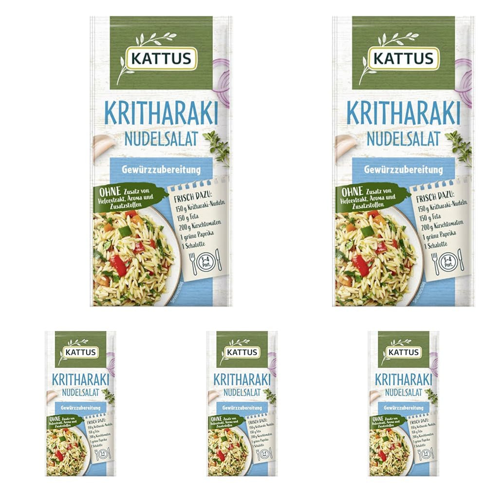 - Kritharaki-Nudelsalat Gewürzzubereitung | Assaisonnement pour 3-4 portions | Ohne Zusatz von Fefeextrakt, Aroma et Zusatzstoffen | 12 g en sachet