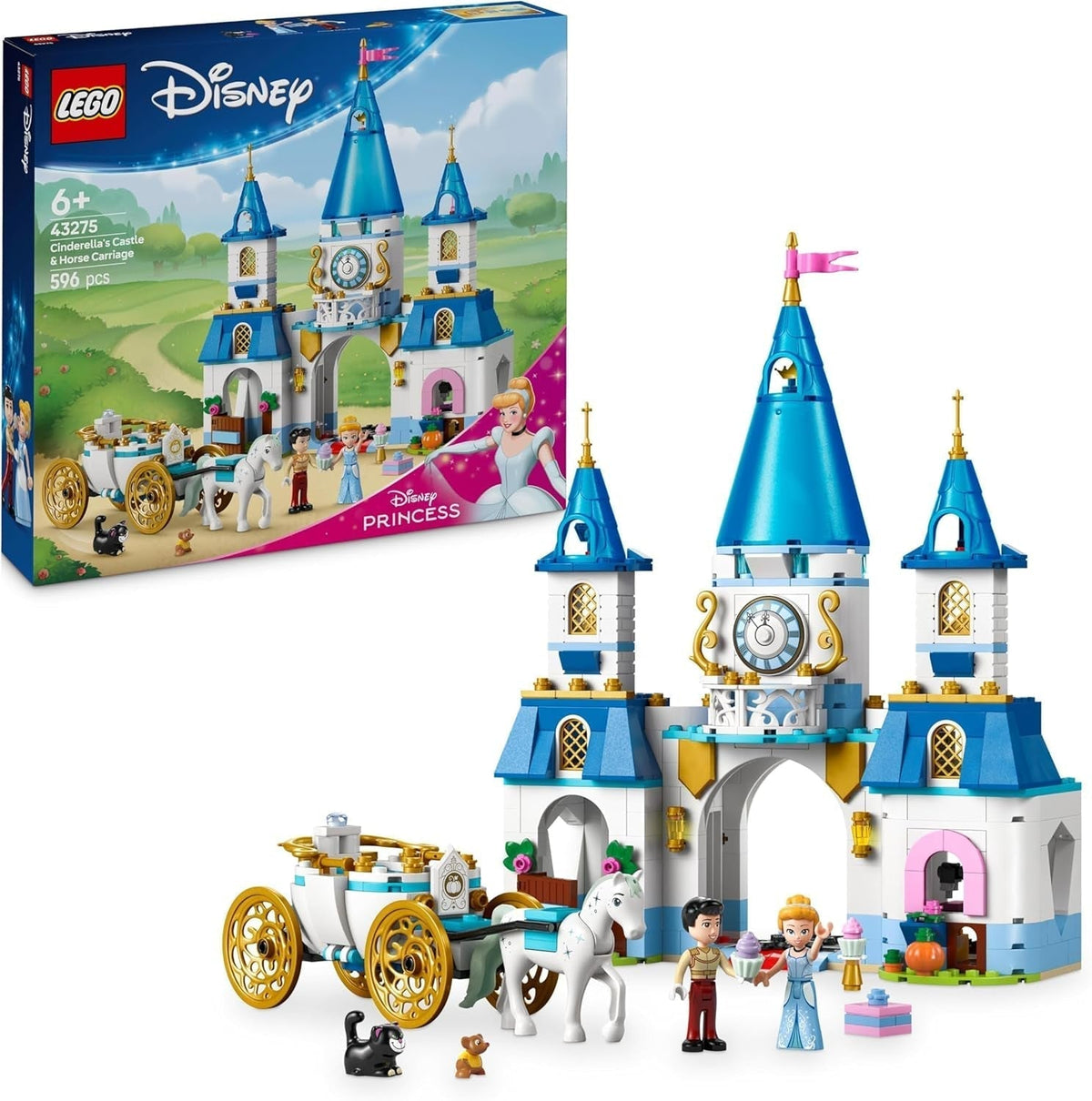 LEGO Ç€ Disney Princess Castle Cendrillon et la calèche, ensemble pour filles à partir de 6 ans, jouet fantastique avec mini poupées princesse Cendrillon et prince charmant, idée cadeau pour les fans de Disney 43275 Jeux de construction Beuche den LEGO-Store Default Title