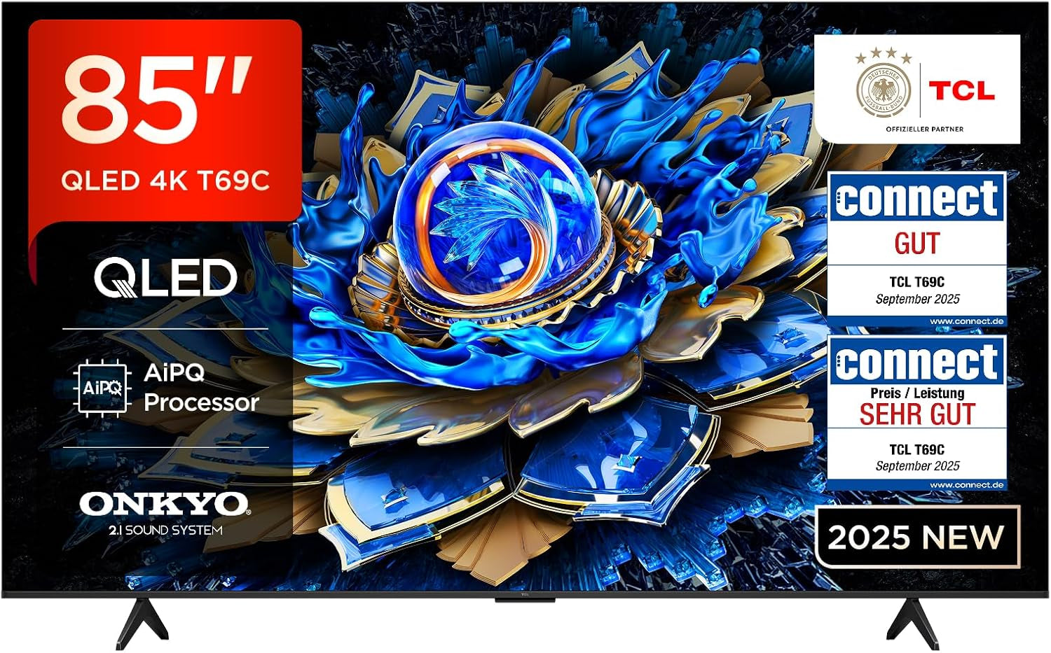 Televizor LED mini TCL 50C61KS QLED, 50 de inci, rezoluție 4K HDR Premium, Dolby Vision și Atmos, sunet Onkyo 2.0, Smart TV cu Google TV, Game Master, HDMI 2.1, AirPlay 2, Google Assistant și Alexa