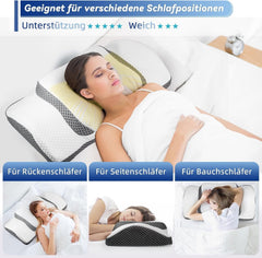 Oreiller orthopédique, oreiller cervical ergonomique, oreiller de tête, oreiller original en mousse à mémoire de forme pour les côtés, le dos et le ventre, oreiller de soutien du cou pour hommes, femmes (67,3 x 38,2 x 13,8/3 cm) Oreillers orthopédiques cervicaux Naty Shop