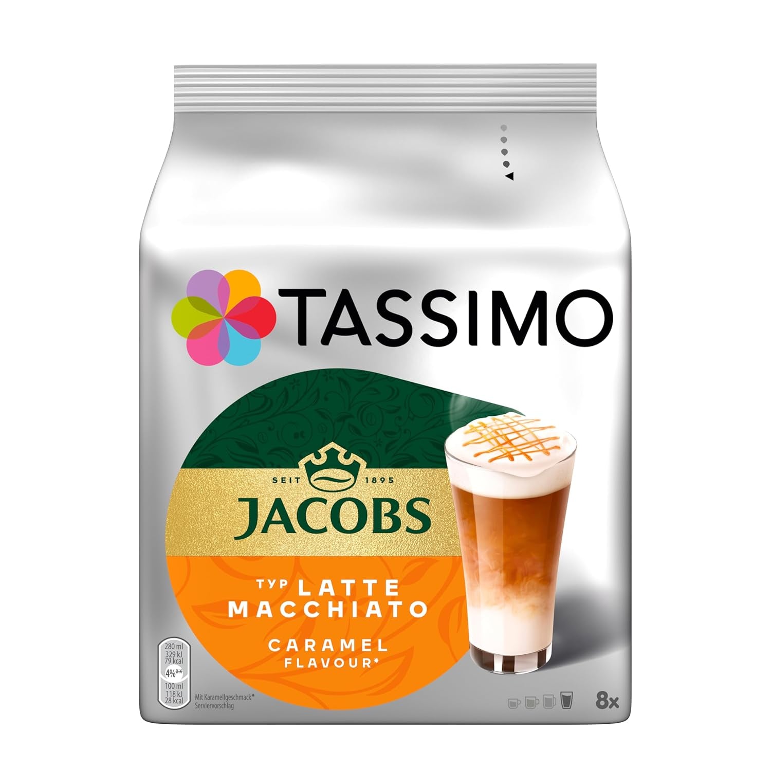 Tassimo Kapseln Jacobs Typ Latte Macchiato Caramel, 5 x 8 tampons, 40 Kaffeekapseln