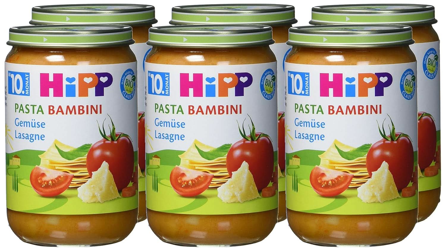 Hipp Pasta Bambini - Lasagne aux légumes, pack de 6 (6 X 220 g) Mère et Enfant Naty Shop