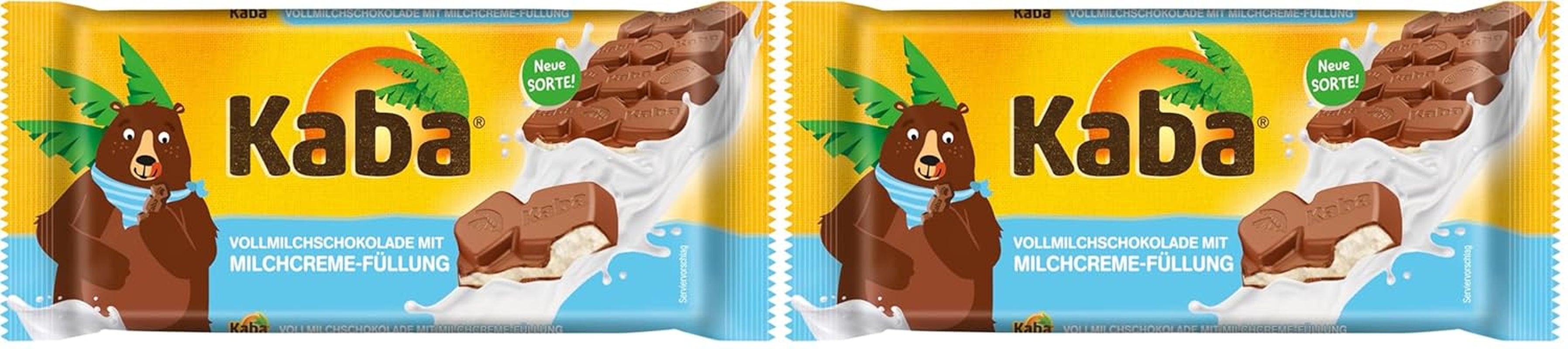Barre de chocolat fourrée au chocolat au lait entier et à la crème de lait Kaba Barre de 90 g de chocolat fondant avec crème de lait légère et saveur originale Kaba (paquet de 2)