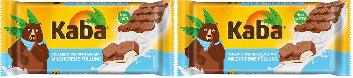 Barre de chocolat fourrée au chocolat au lait entier et à la crème de lait Kaba Barre de 90 g de chocolat fondant avec crème de lait légère et saveur originale Kaba (paquet de 2)
