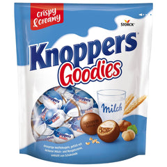 Knoppers Goodies Crunchy Minis – 1 x 180g – boules de gaufrettes croustillantes fourrées de morceaux de noisettes, de lait et de crème de nougat, enrobées de chocolat