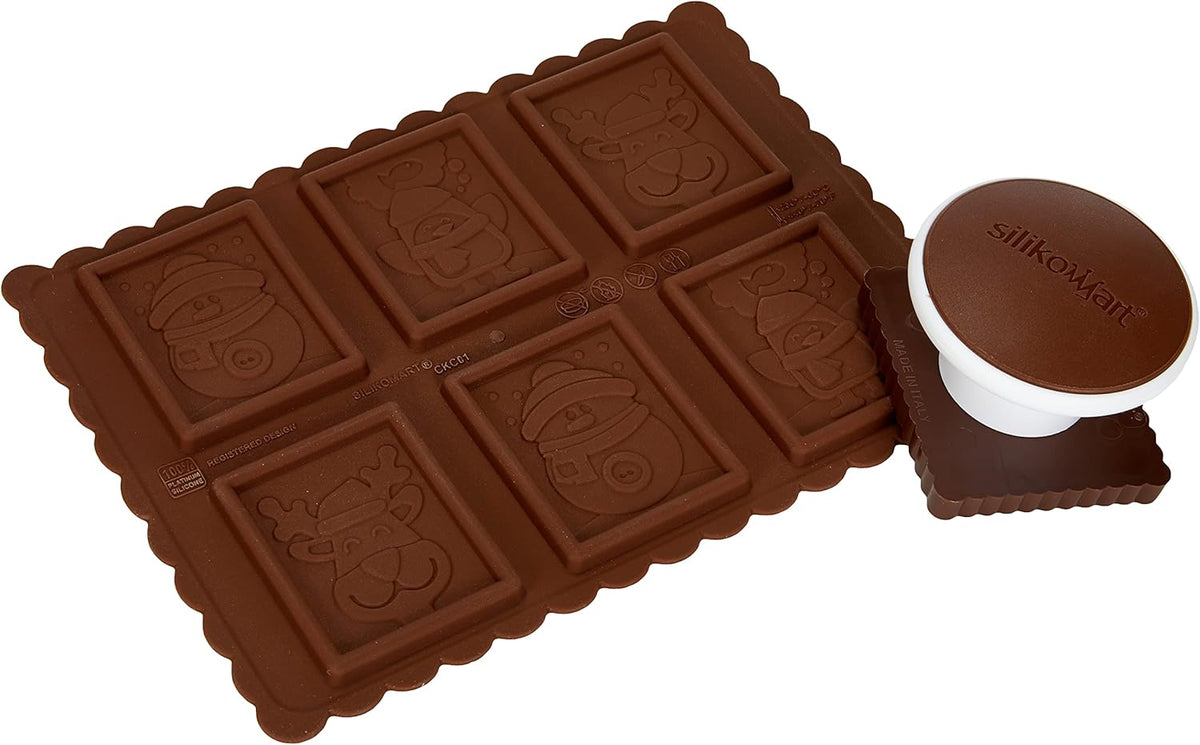 silikomart | CKC01 SNOWMAN SLIM Moule à Chocolat en Silicone Antiadhésif 6 Chocolats 1 Paquet Moule à Bonbons Easy Choc 47 x 57 mm H 5 mm Volume 33 ml Fabriqué en Italie
