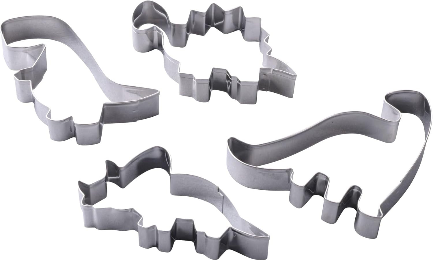 Zenker Lot de 4 emporte-pièces en forme de dinosaure en acier inoxydable – Parfait pour les séances de pâtisserie créatives avec les enfants, passe au lave-vaisselle, design dinosaure moderne, argent