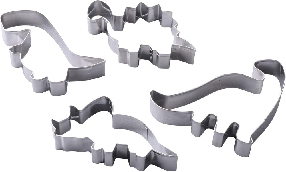 Zenker Lot de 4 emporte-pièces en forme de dinosaure en acier inoxydable – Parfait pour les séances de pâtisserie créatives avec les enfants, passe au lave-vaisselle, design dinosaure moderne, argent