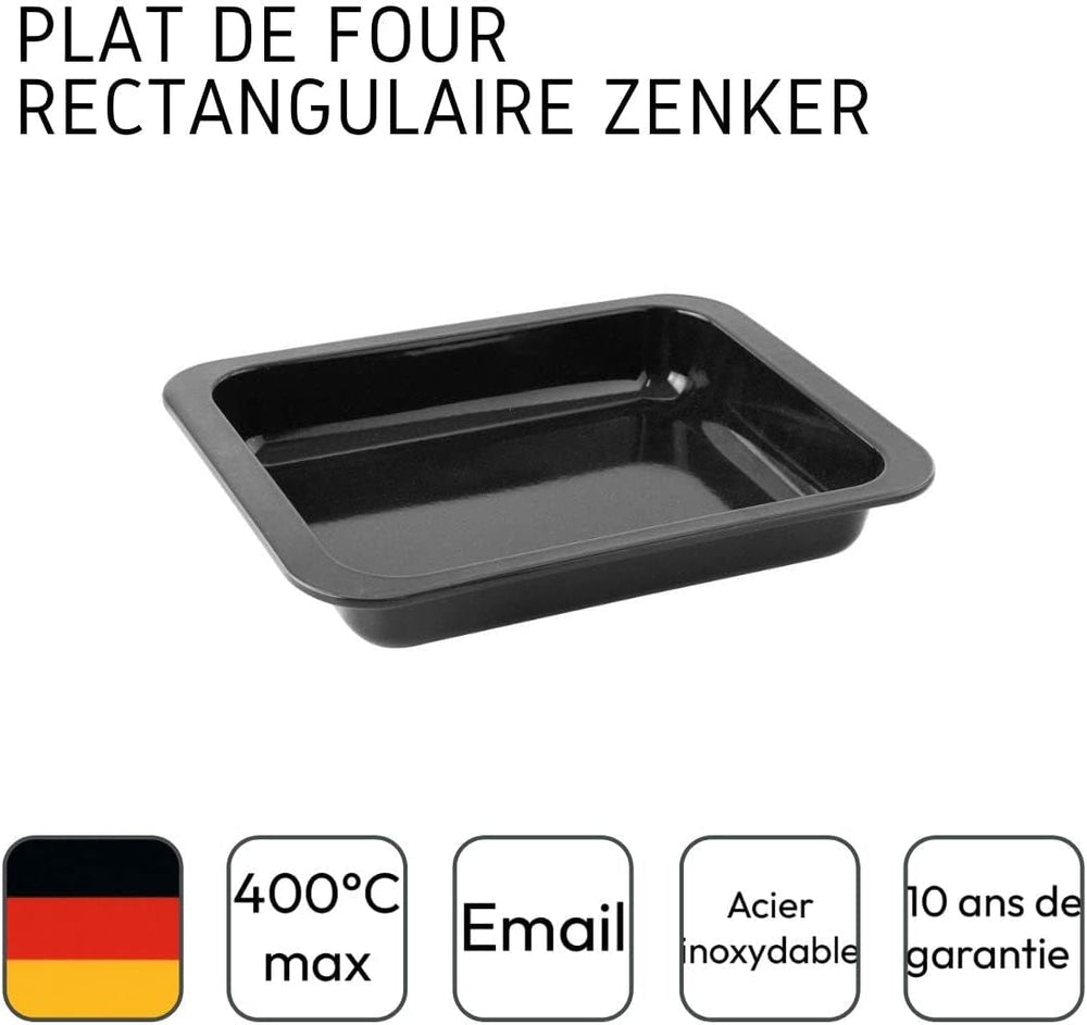 Zenker Ofenbackform (33 X 5 X 25 Cm) CUISSON SPÉCIALE, Rechteckige Auflaufform Mit Emaille-Versiegelung, Backform Mit Extra Hohem Rand (Farbe: Schwarz), Menge: 1 Stück Moules et plaques pour la pâtisserie Naty Shop