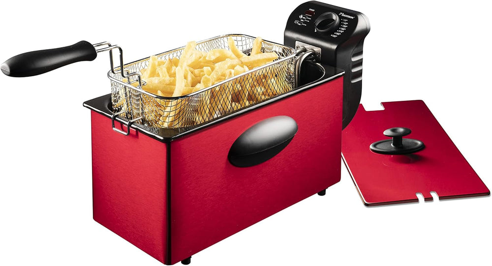 Friteuse à huile Bestron avec technologie zone froide, 3,5 litres, 2000 watts Electroménager Naty Shop Red Single