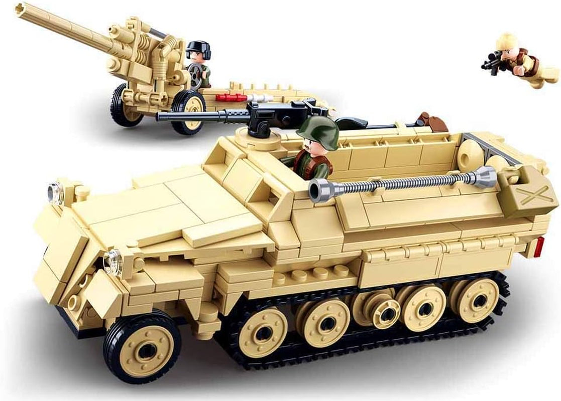 Seconde Guerre mondiale - Deutsches Halbkettenfahrzeug [M38-B0695], Spielset, Klemmbausteine, Soldaten, mit Spielfigur, Army WWII, Für Kinder ab 4 Jahren, Sluban SL95566
