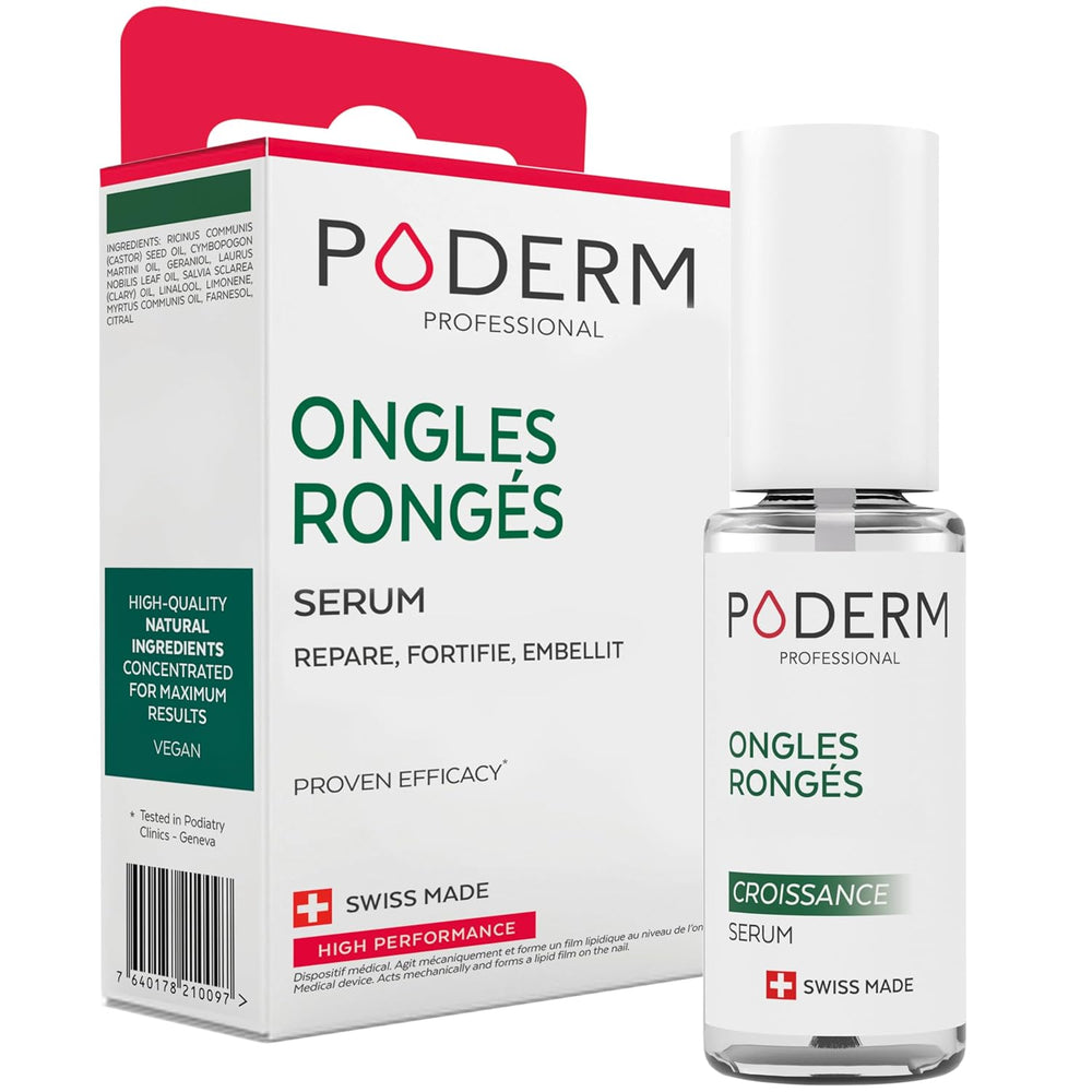 PODERM - STOP ROUGEURS DES ONGLES - Alternative au Laque Amère - Sérum Soin Anti-Stress 100% Naturel - Active la Croissance - Adultes/Enfants - Fabriqué en Suisse