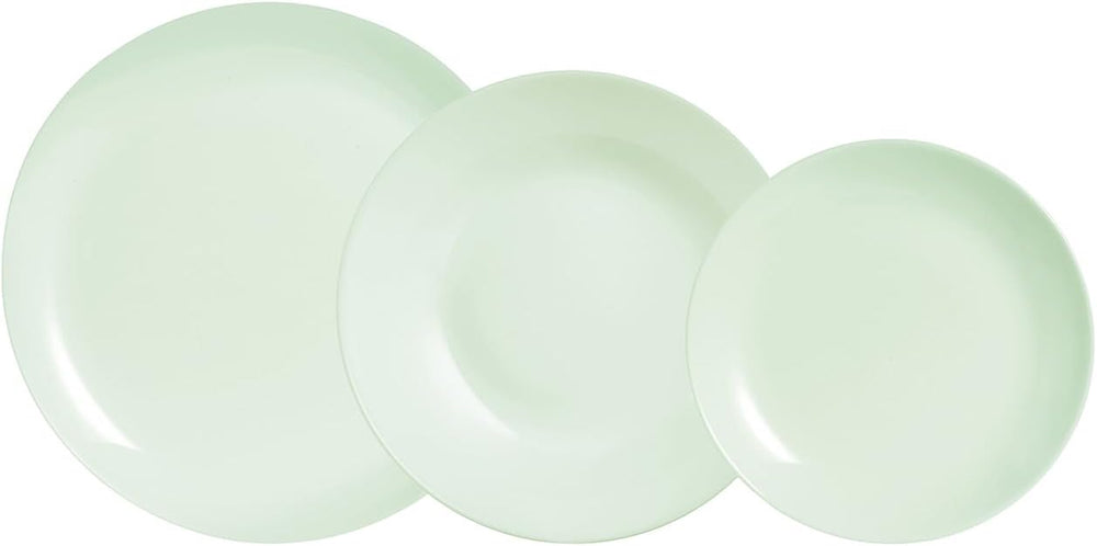 Service de table en verre opale, vert, 12 pièces, pour 4 personnes