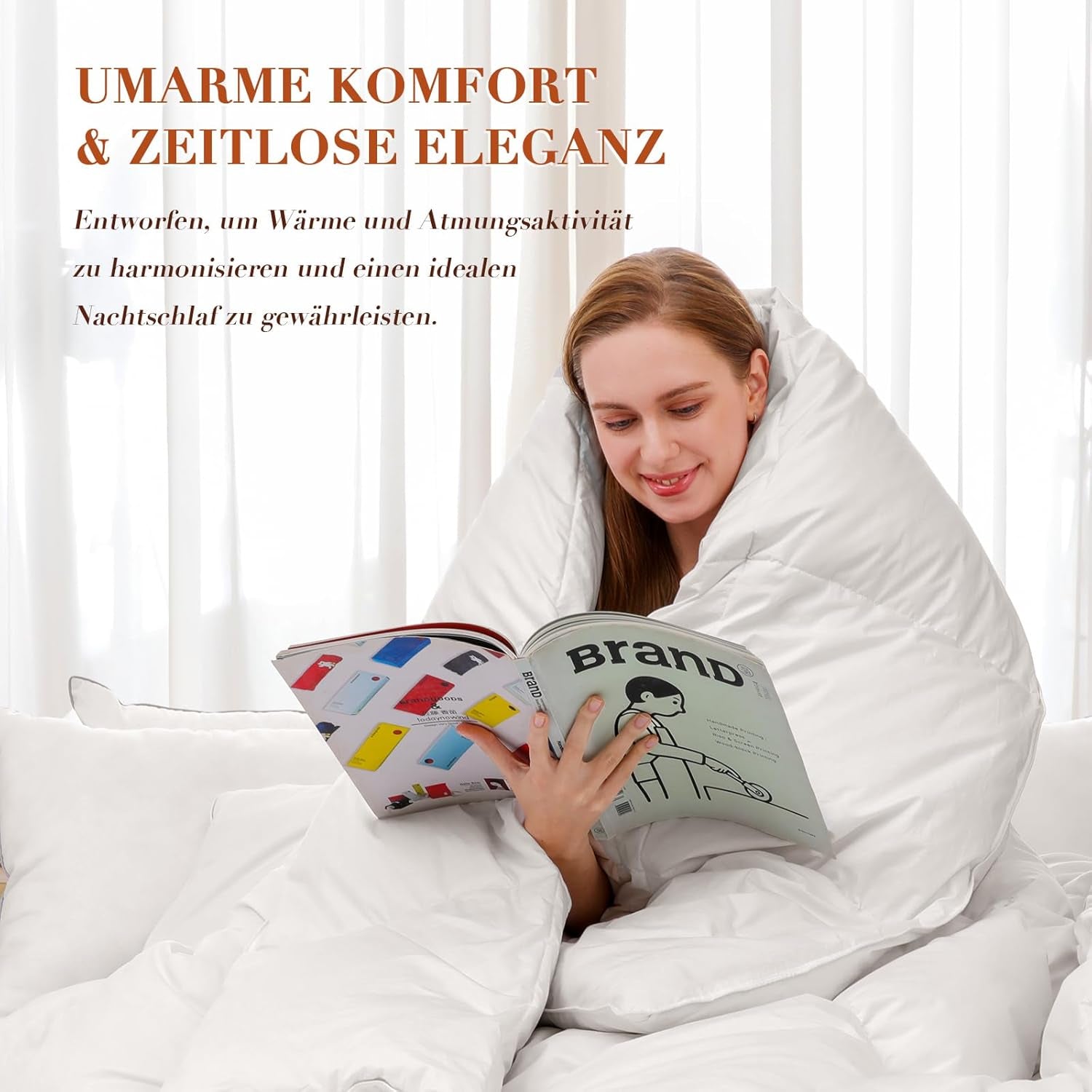 Plapumă cu puf 135X200 toate sezoanele 100% bumbac, plapumă 4 sezoane 135 X 200 cu puf de gâscă și pene, plapumă cu puf High Fluffy 3D Baffle Box pentru căldură medie Plapumi si pilote Naty Shop