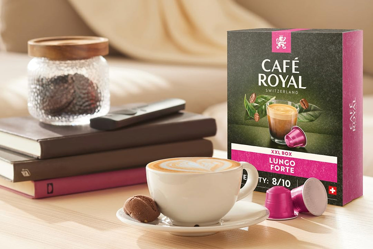 Café Royal Lungo Forte 36 capsules pour machine à café Nespresso - intensité 8/10 - capsules de café certifiées UTZ en aluminium (emballage avec 2)