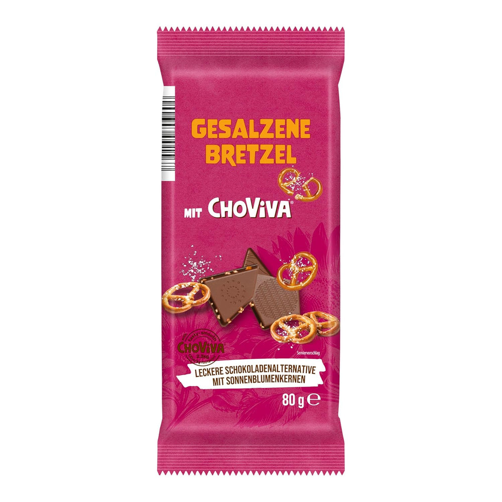 Biscuits au Beurre Salé et ChoViva, barre de 80g, à base de chocolat alternatif aux graines de tournesol