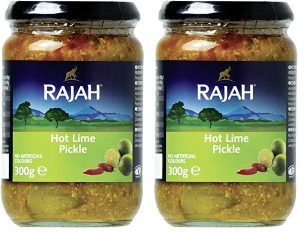 Rajah Mild Lime Pickle – Doux eingelegte Limetten – Idéal pour la préparation du curry, de la viande, du gâteau, des poppadums et des plats cuisinés – 1 x 300 g