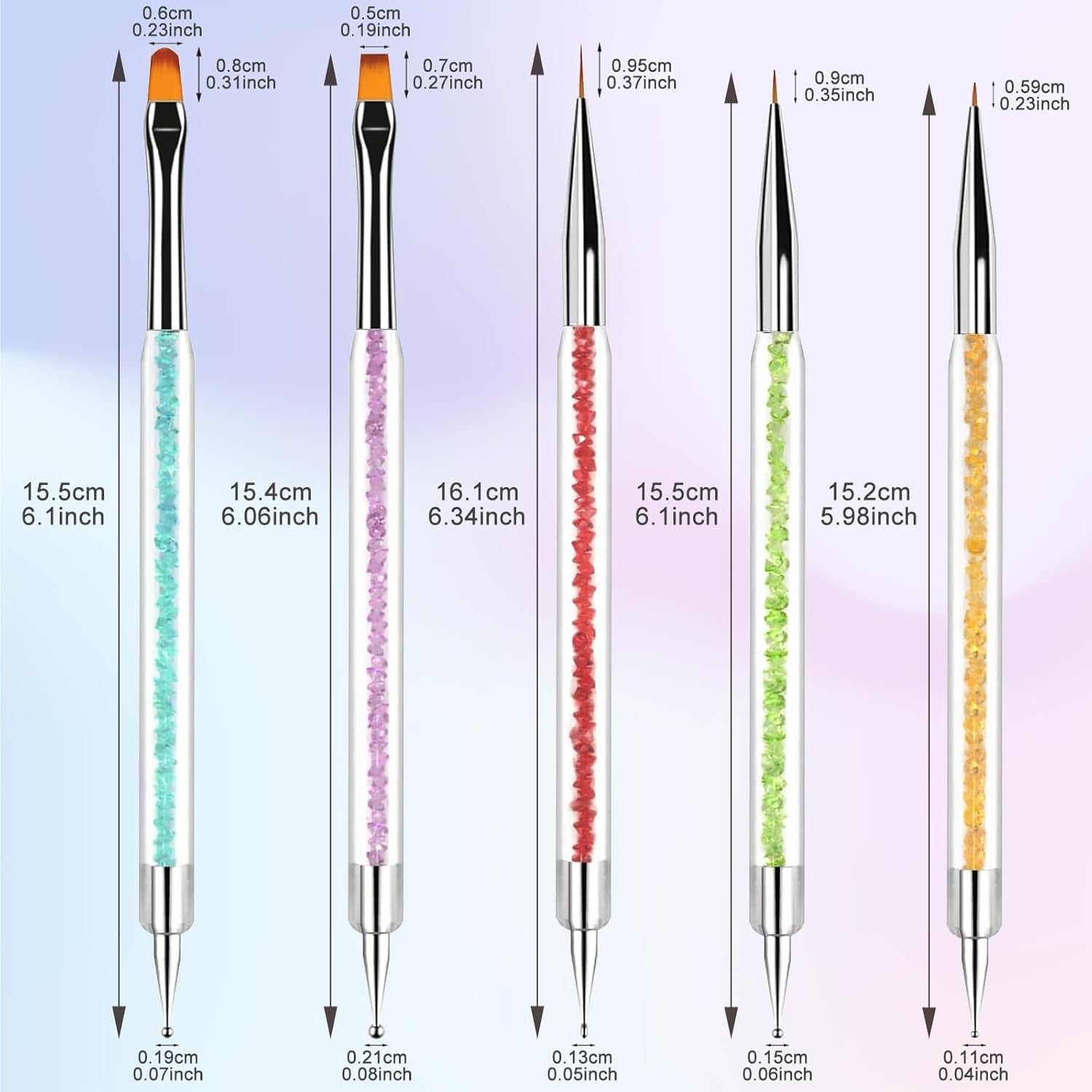 5 pièces Nagel Pinsel, Pinsel Für Gelnägel, Nageldesign Pinsel, Nail Art Dotting Tools, pour Herstellen von Nagellack, Punktieren, Feinmalerei, DIY