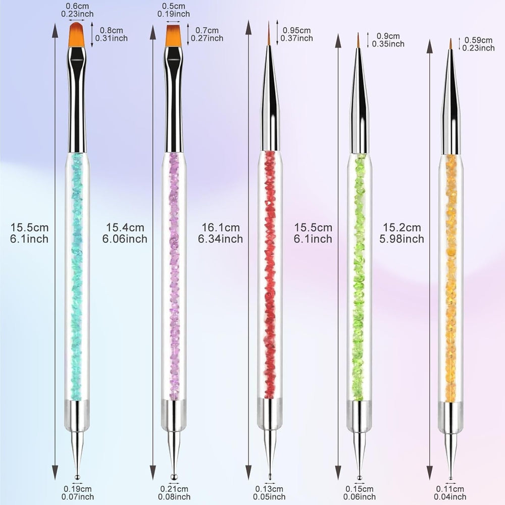 5 pièces Nagel Pinsel, Pinsel Für Gelnägel, Nageldesign Pinsel, Nail Art Dotting Tools, pour Herstellen von Nagellack, Punktieren, Feinmalerei, DIY