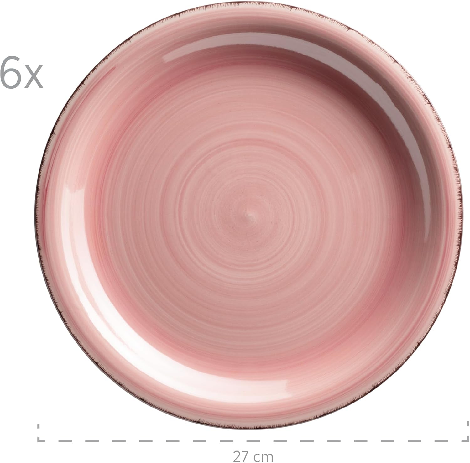 MÄSER 931495 Bel Tempo II Service de table pour 6 personnes au look vintage moderne, service de table 12 pièces, peint à la main, rose, grès