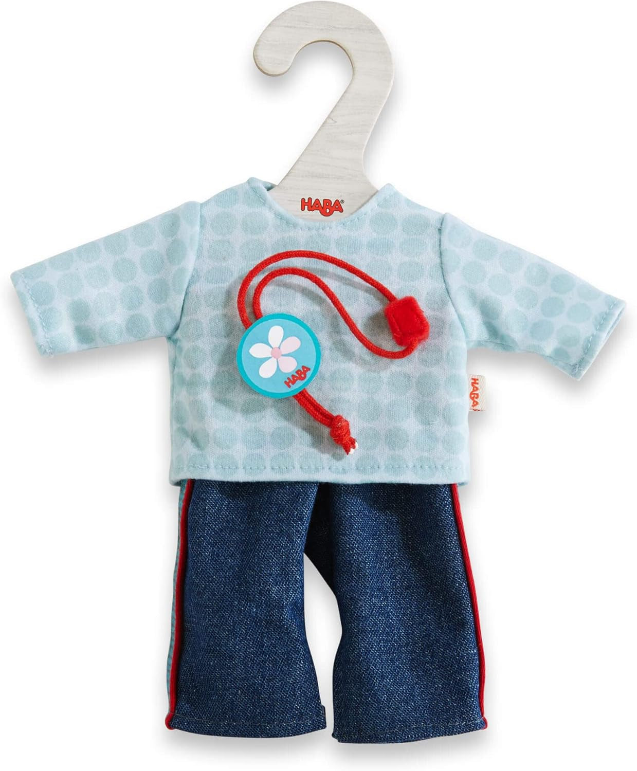 HABA 306518 - Kleiderset Jeans, Zubehör für Puppen ab 1,5 Jahren