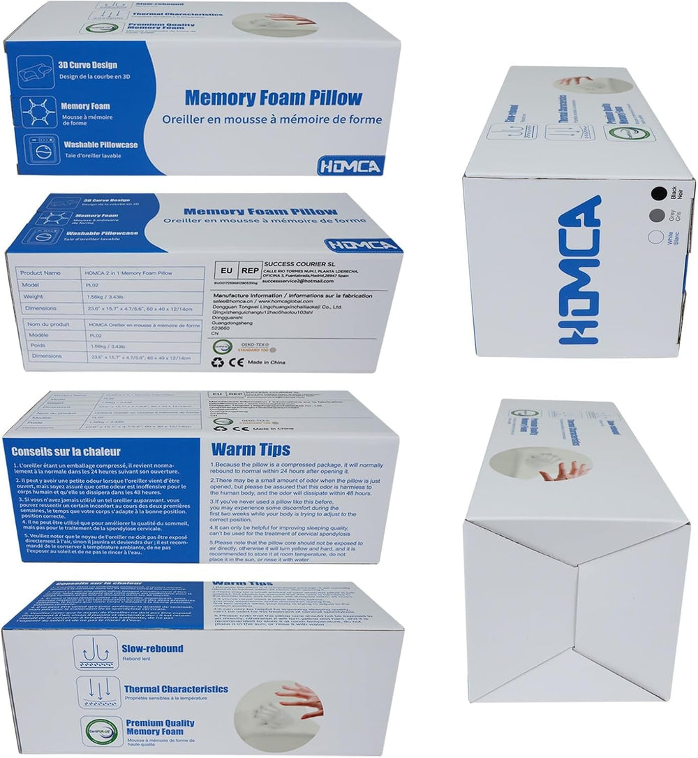 Oreiller orthopédique de soutien du cou en mousse à mémoire de forme, oreiller ergonomique pour la colonne cervicale, pour les douleurs dorsales, latérales et abdominales, 70X40X8,5/14Cm Oreillers orthopédiques cervicaux Naty Shop