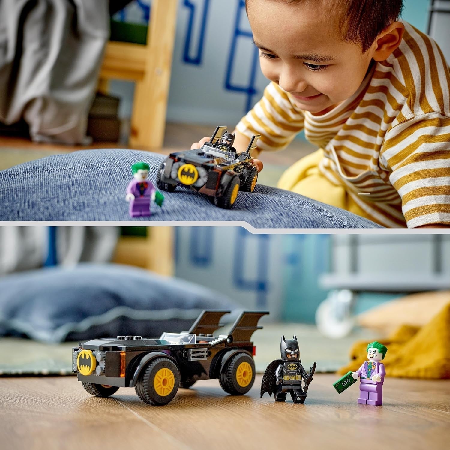 LEGO 76264 DC Poursuite dans la Batmobile : Batman contre. Coffret de voitures jouets Joker, Coffret de démarrage super-héros avec 2 figurines, Jouet pour enfants d'âge préscolaire, garçons et filles à partir de 4 ans, Ensembles de construction rapides à assembler Besuche den LEGO-Store