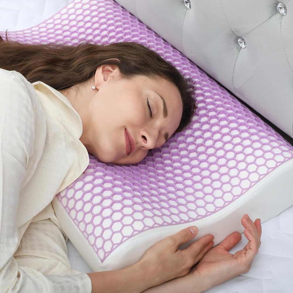 Pernă HOMCOM din spumă cu memorie, pernă pentru susținerea gâtului cu husă detașabilă, 2 înălțimi, ergonomică, pernă pentru gât responsivă 2S pentru diferite poziții de dormit, 60 x 40 cm, alb crem