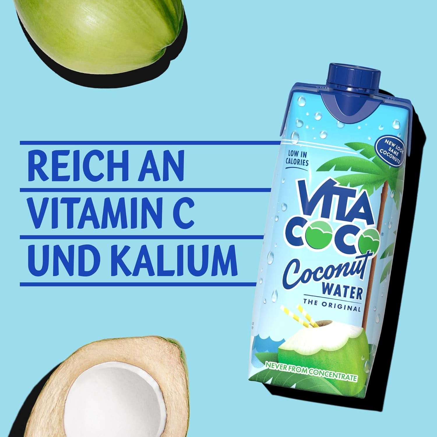 Vita Coco Eau de Coco Pure 12 X 330 ml, hydratant naturel aux électrolytes, sans gluten, riche en vitamine C et potassium Boissons sans alcool Naty Shop