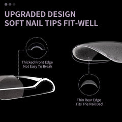 Unghii false scurte, model balerină, 120 bucăți, pentru lipire, 12 dimensiuni, unghii artificiale scurte, gel moale, acoperire completă, vârfuri de unghii pentru unghii cu gel scurte, S