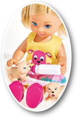 Simba 105733041 - Evi Love Puppy Love, cu TREI căței, cu coșuleț pentru câini și accesorii, păpușă de modă, 12 cm, pentru copii cu vârsta de 3 ani și peste