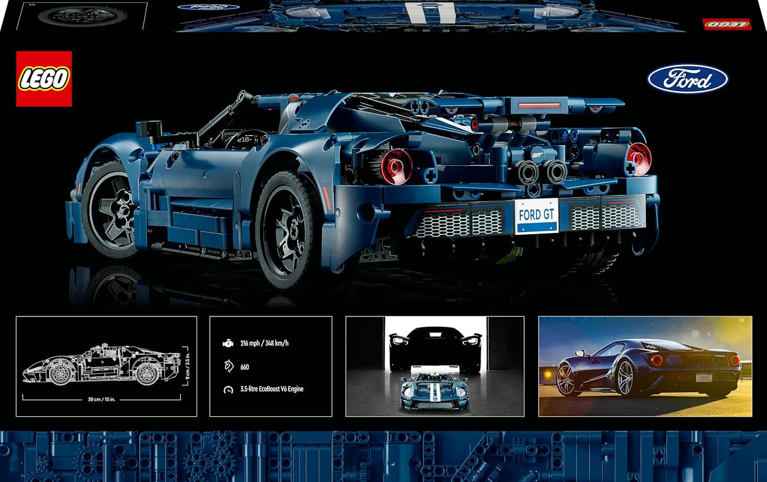 LEGO 42154 Technic Ford GT 2022 Auto-Modellbausatz für Erwachsene, Supercar im Maßstab 1:12 mit authentischen Merkmalen, fortschrittliches Sammlerset