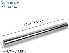 INOXLM Rouleau à pâtisserie en acier inoxydable pour pâte à pain, pizza, gâteau (sac taupe)