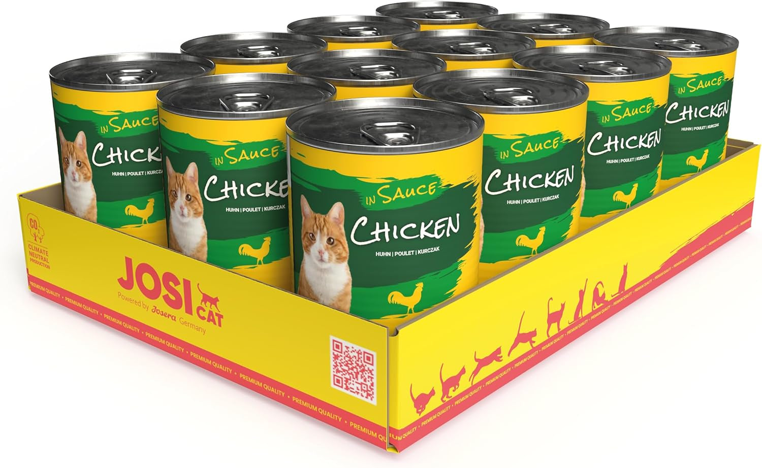 JosiCat Poulet en Sauce (12 x 415 g) | Adulte | Nourriture humide premium pour chats adultes | Poulet en sauce | Vitamine D3 et E | Propulsé par JOSERA | Nourriture humide pour chats | Aliment complet | Paquet de 12