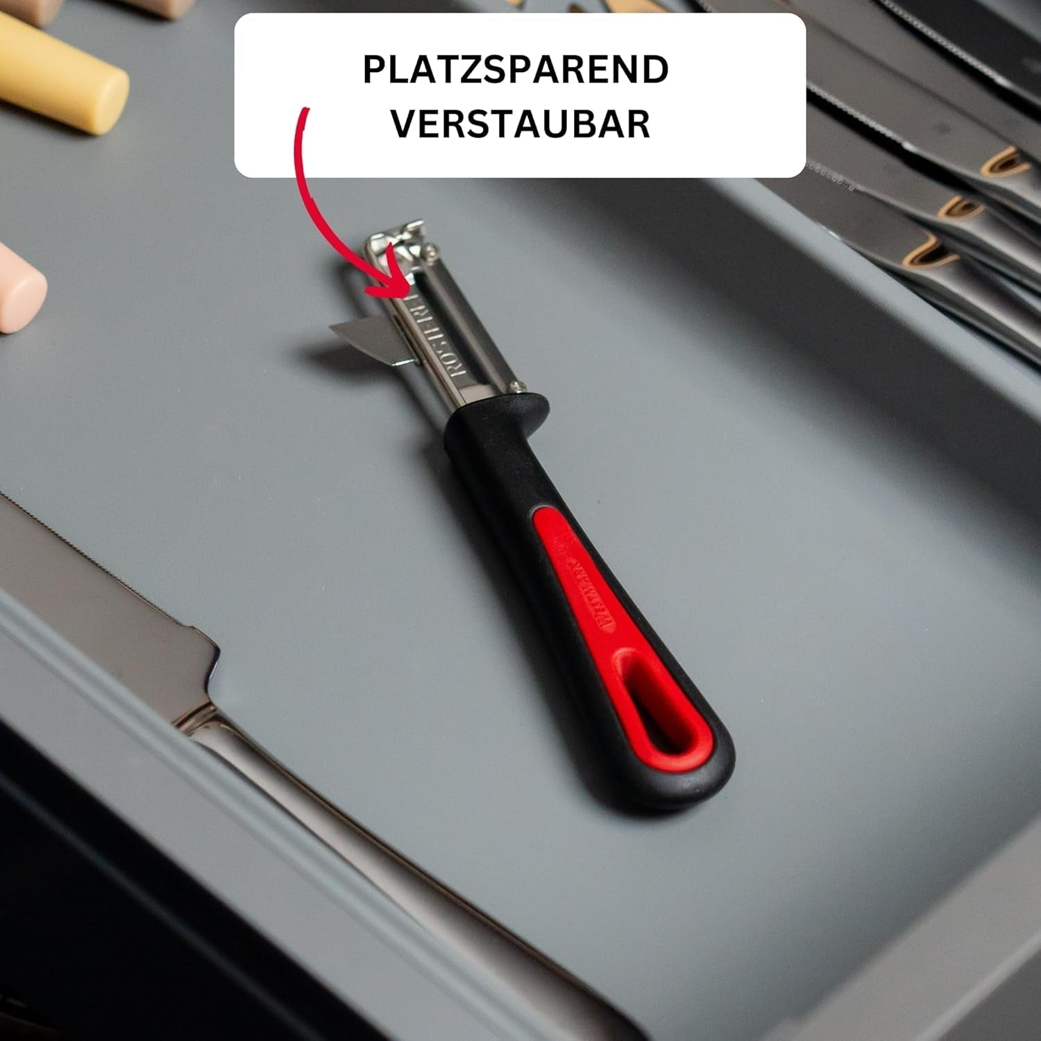 Westmark 29092270 Sparschäler Gallant, PP/Tpe/Edelstahl, Schwarz/Rot, 16,5 x 3,7 x 2 cm éplucheur Naty Shop