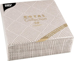 Papstar, 50 Serviettes "Collection ROYAL" pli 1/4 40 cm x 40 cm "Élégance" Marron, #86498 (Lot de 2)