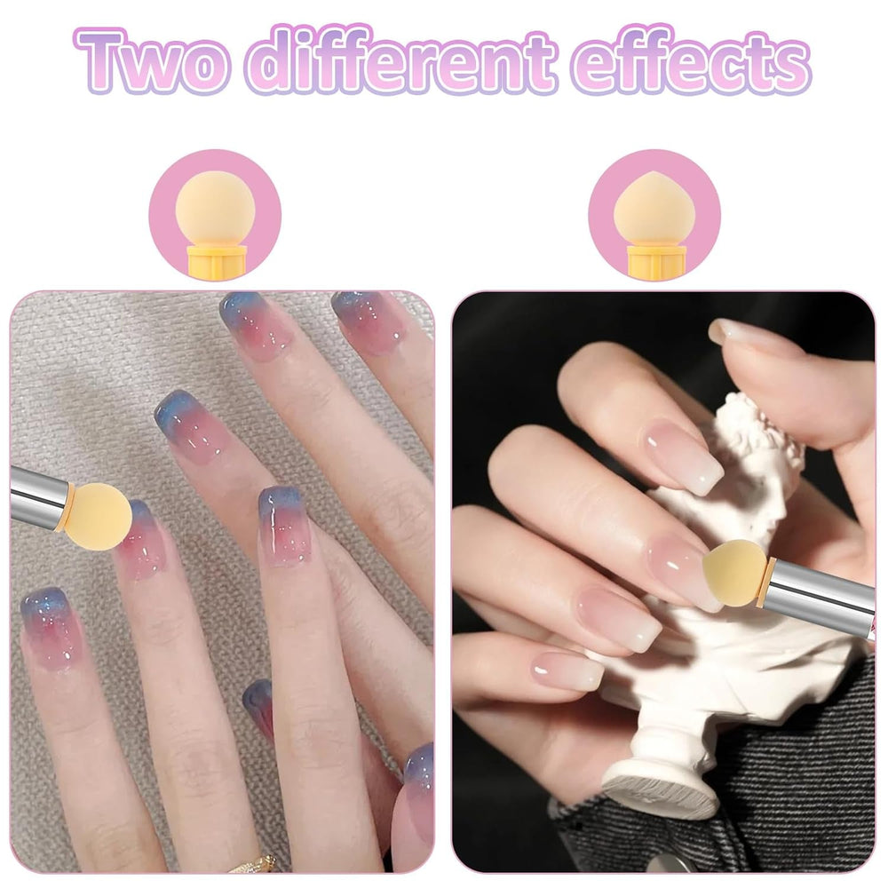 Nail Art Rendering-Werkzeuge Schwamm Undtupfpinsel, Sponge Brush Applicator, Double Kopf Ombre Sponge Stick Mit 4 Ersatzköpfe, Nail Art Schwamm Und Tupfpinsel, Ombre Nagelpinsel Für Gelnägel