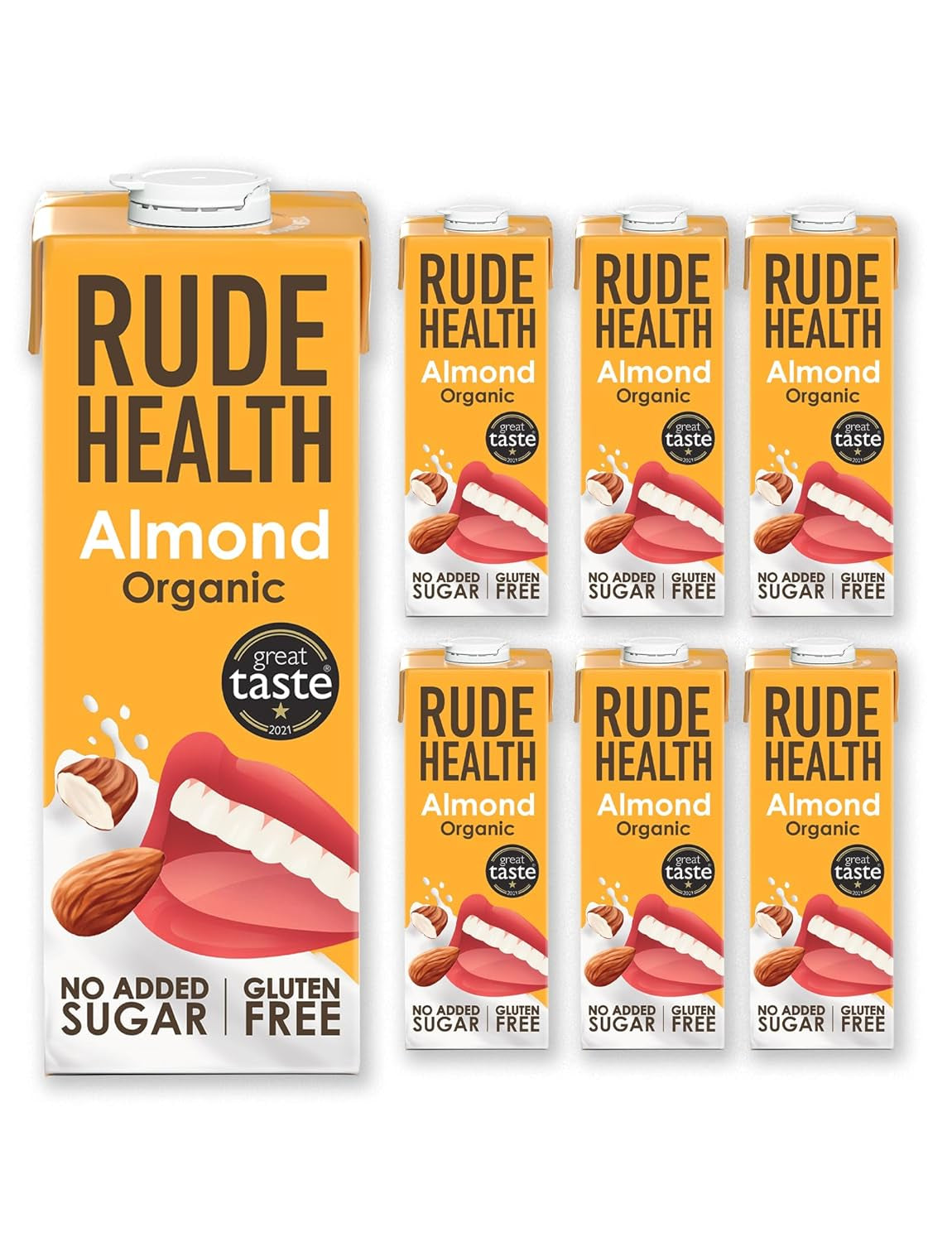 Rude Health 6 x 1 Litre Bio-Cashew-Drink, 100% naturel Bio-Getränk, sans gluten, sans gluten, preisgekrönt, sain et végétalien, 100% emballage recyclable