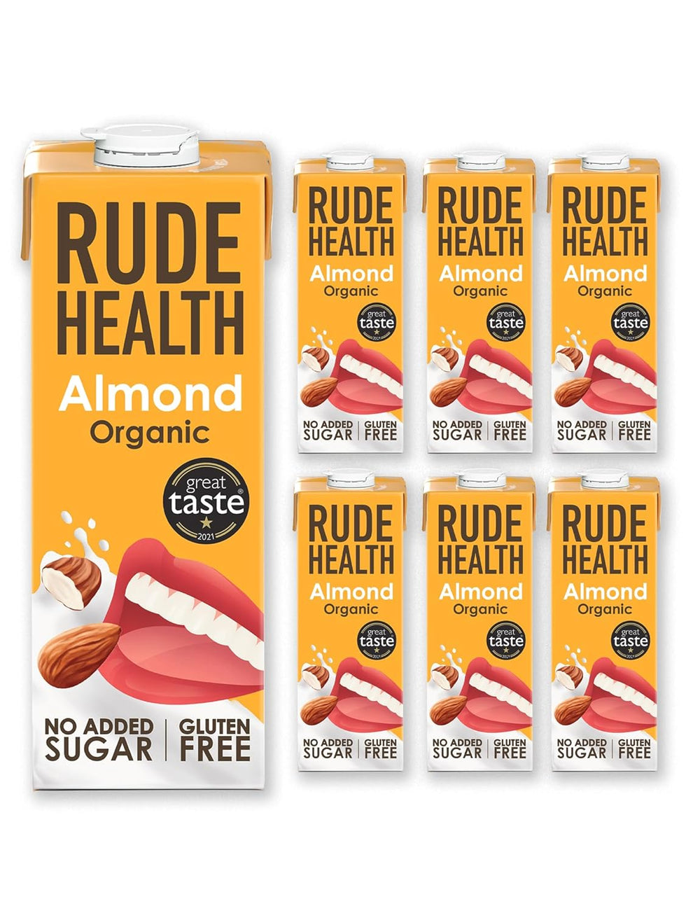 Rude Health 6 x 1 Litre Bio-Cashew-Drink, 100% naturel Bio-Getränk, sans gluten, sans gluten, preisgekrönt, sain et végétalien, 100% emballage recyclable