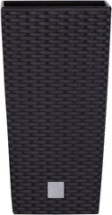 Pots/pots Prosperplast aspect rotin avec insert | 32,5 x 32,5 x 61 cm | anthracite | résistant aux intempéries et aux UV | en plastique robuste | pour intérieur et extérieur