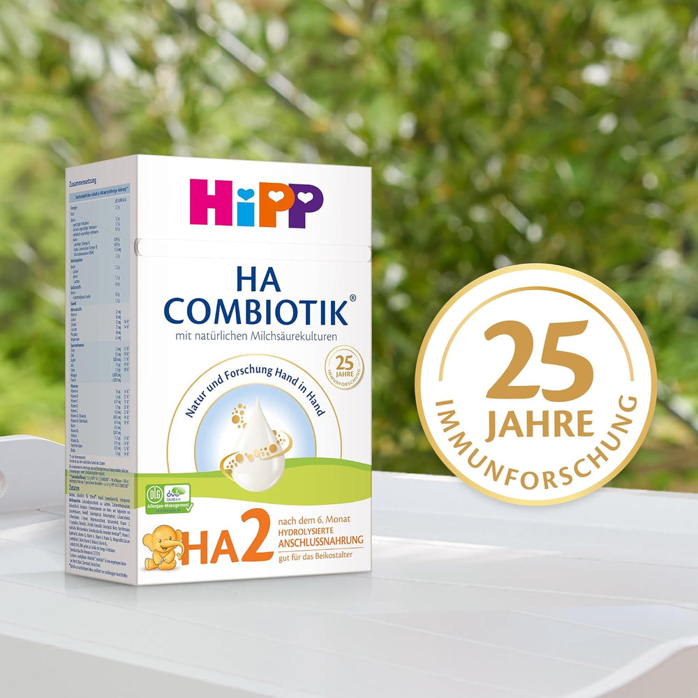 HiPP HA 2 Combiotik (4 x 600g) - Formule de suite après 6 mois, avec cultures naturelles d'acide lactique, fibres alimentaires précieuses (GOS), oméga-3, protéines hydrolysées pour un système immunitaire sensible