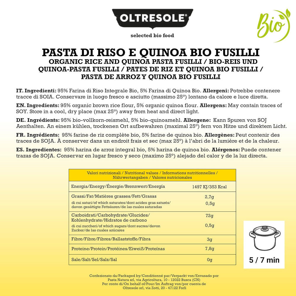- Bio-Reis- und Quinoa-Pasta glutenfrei, Fusilli-Format - glutenfreie Pasta mit Vollkornreismehl und weisser Quinoa aus biologischem Anbau, vegan, Packung mit 3 Packungen à 350 g