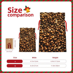 Lustige geröstete Kaffeebohnen, Weihnachtsbeutel mit Kordelzug, robuste, 11,9 x 17,5 cm, geeignet für Partygeschenke und Geschenkverpackung, 1 Stück