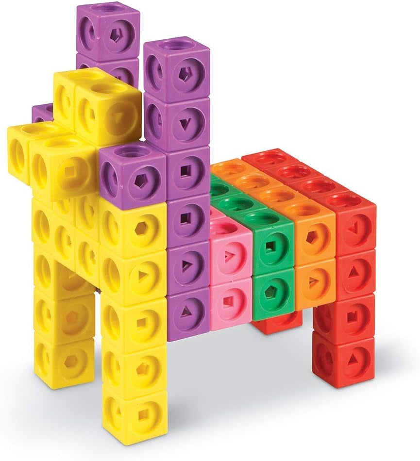 Learning Resources MathLink Steckwürfel Big Builders for Baumeister, ab 5 Jahren, Konstruktionsspielzeug für frühes Mint-Lernen, 200 Teile