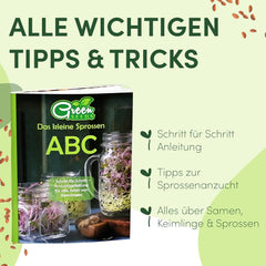 [Coffret de démarrage original avec pot à germer + passoire à cresson | 1000 ml avec support en maille d'acier inoxydable de haute qualité, plateau en céramique + ABC pour la germination [version imprimable] plateau de semis avec pot de germination