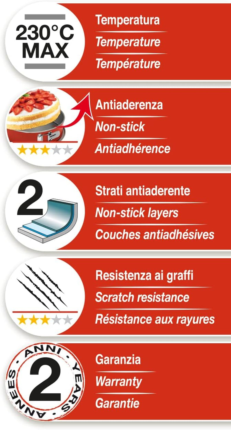 52022HGNA Rossana 2.0, moule à pudding 22 cm, acier avec revêtement antiadhésif, couleur rouge/gris, inox Moules et plaques de cuisson Naty Shop